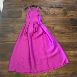 Fuschia a-line gown with strappy back by She and Sky, size medium, worn once
